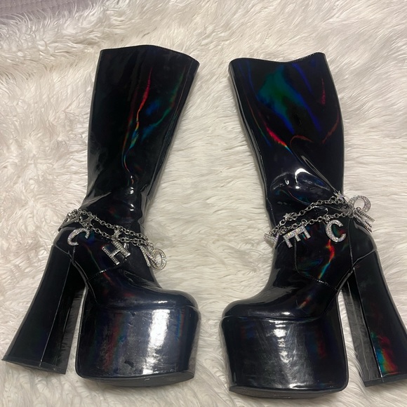 Dolls kill club Exx techno platform gogo boots - Picture 1 of 4